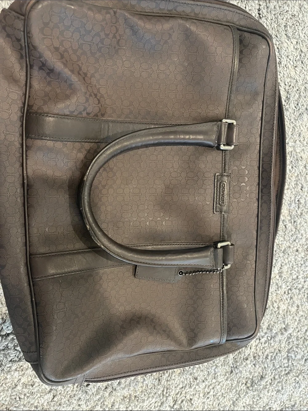 Coach Men's Dark Brown Signature Messenger Briefcase